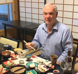 Roy dining in Japan